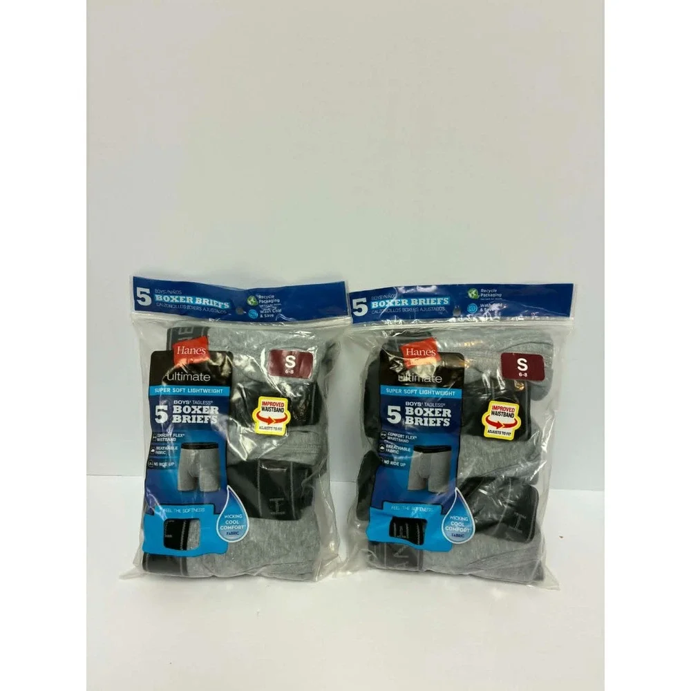Hanes Boys Boxer Briefs 10 Pack (2x5) Size Small 6-8 Tagless Comfort Flex Lightw